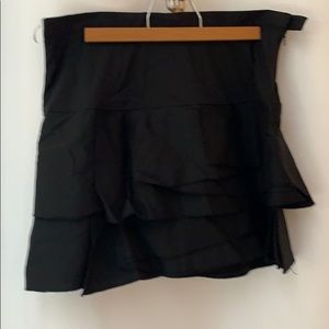 Black crêpe tulip ruffled mini skirt